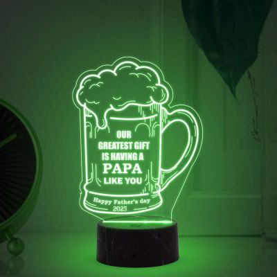 Beer Mug Design Acrylic Table lamp gifr for Father's Day with Multicolored Light